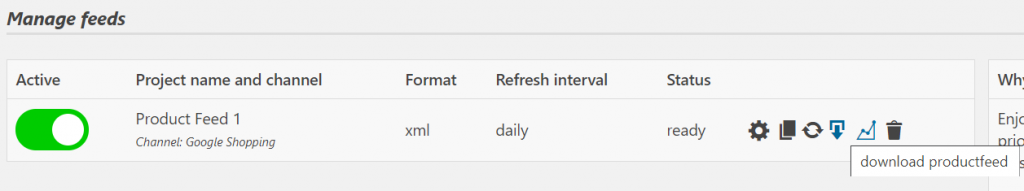 Download Product feed.